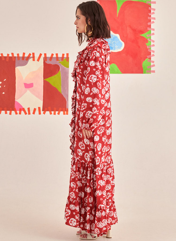 Rose Scarlet Ruffle Dress