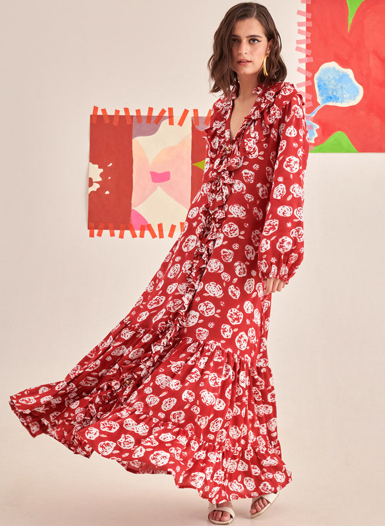 Rose Scarlet Ruffle Dress