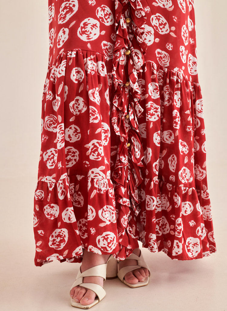 Rose Scarlet Ruffle Dress