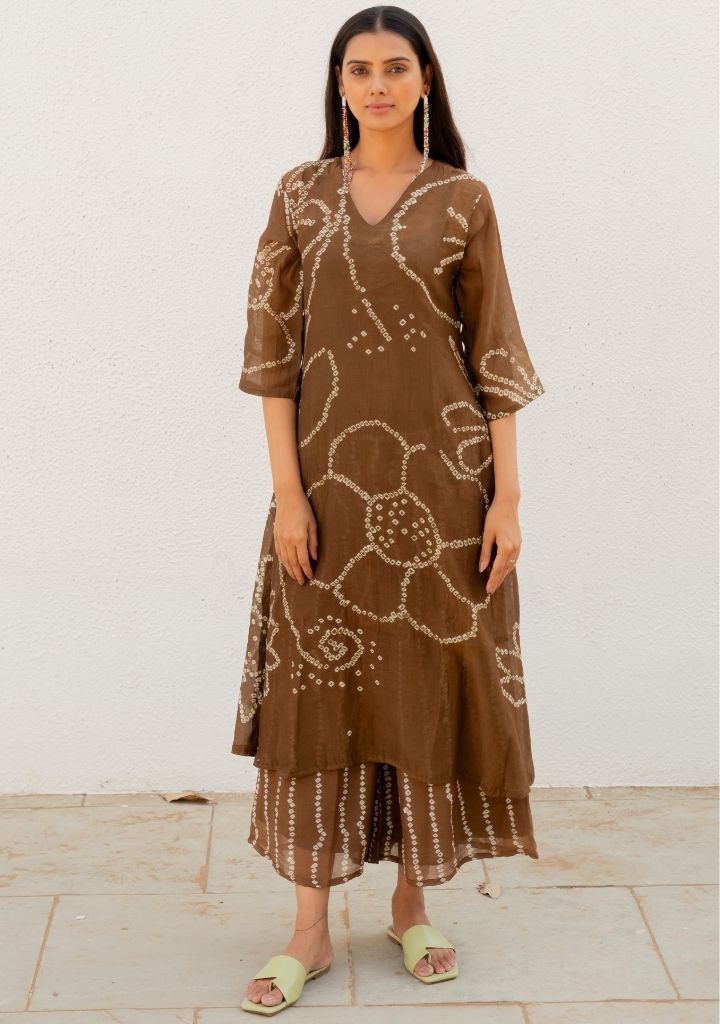 Rosewood Bandhani Kurta