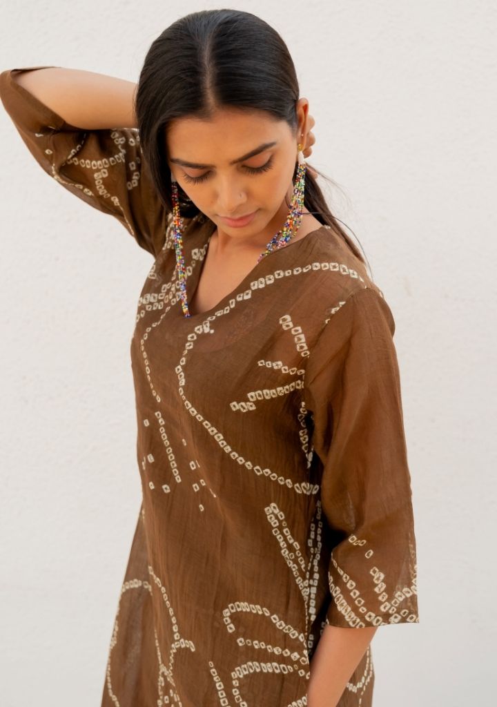 Rosewood Bandhani Kurta