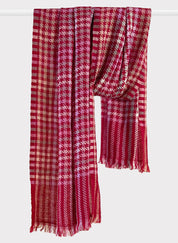Rouge Houndstooth Weave Stole