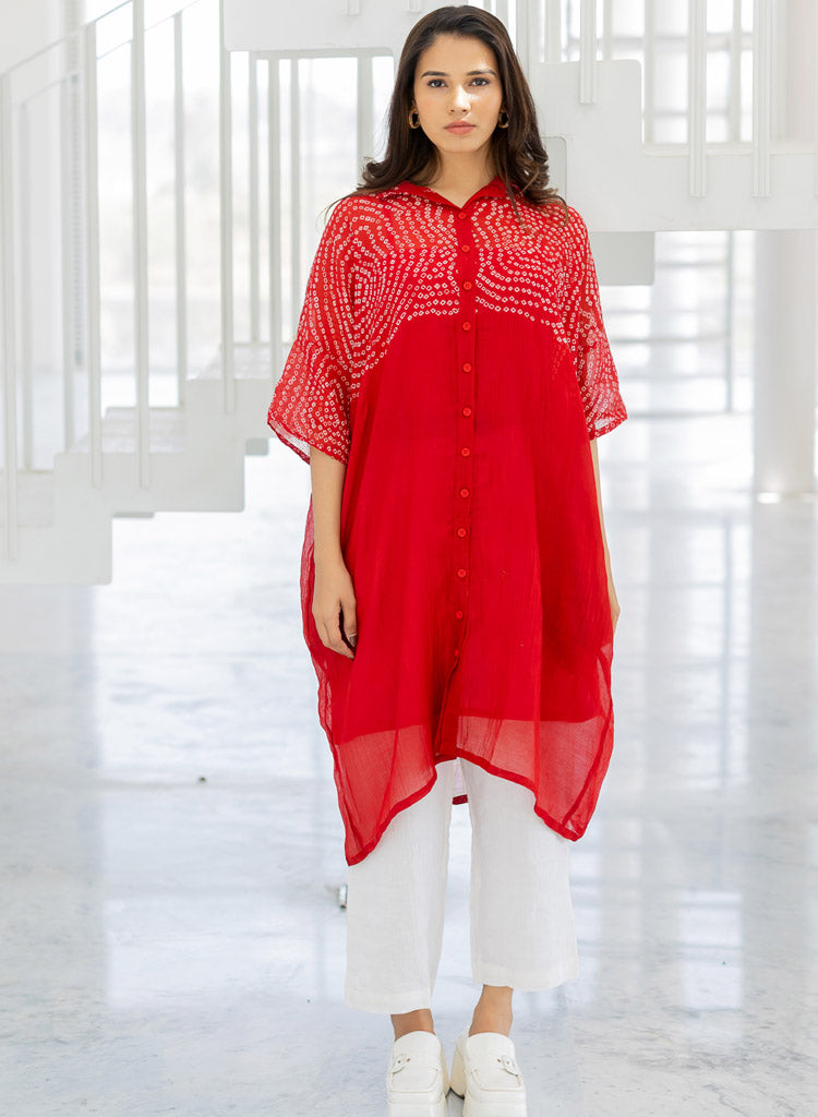 Ruby Swirl Bandhani Tunic