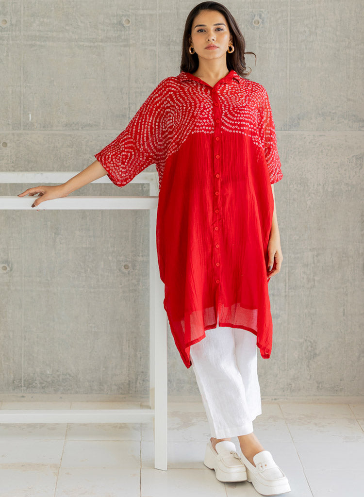 Ruby Swirl Bandhani Tunic