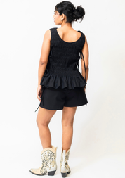 Ruched Ruffle Hem Top