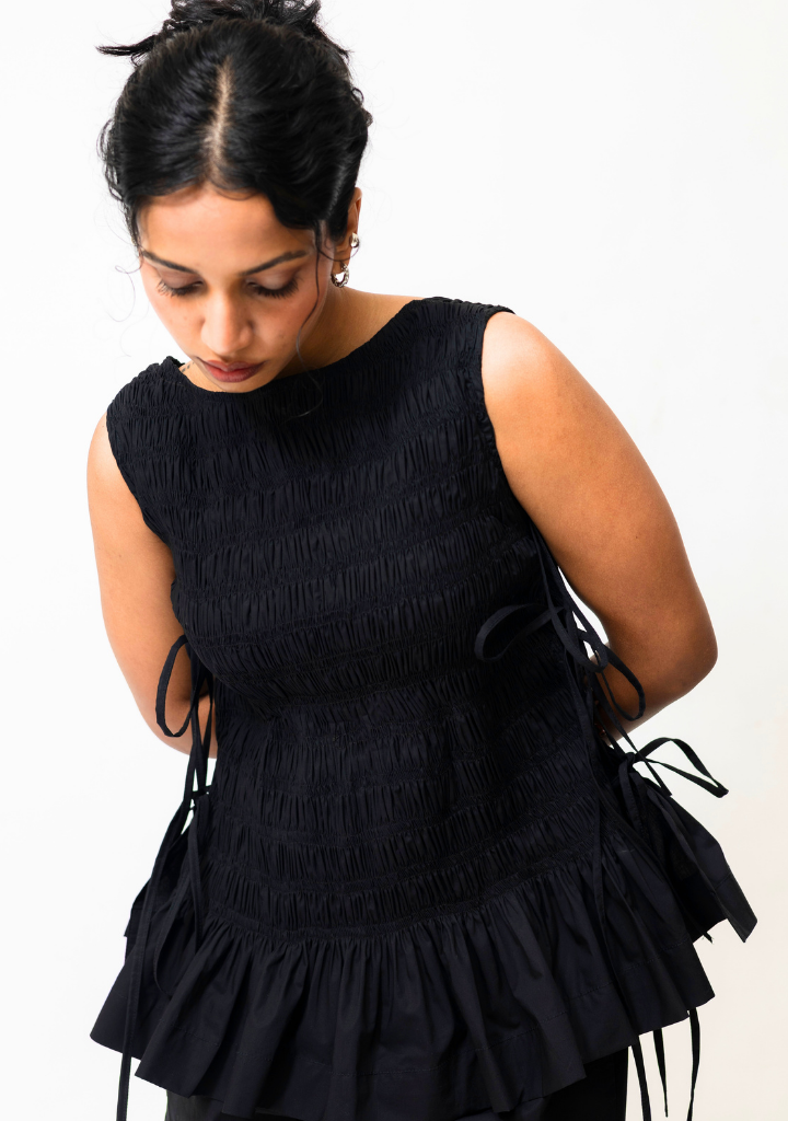 Ruched Ruffle Hem Top