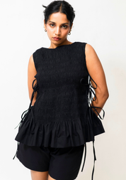 Ruched Ruffle Hem Top