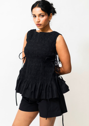 Ruched Ruffle Hem Top