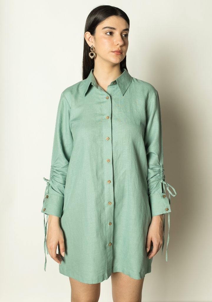 Ruched Shirt Dress