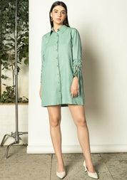 Ruched Shirt Dress