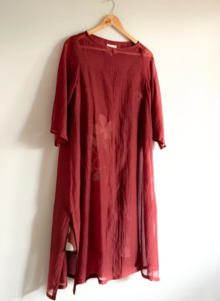 Rust Chanderi Dress