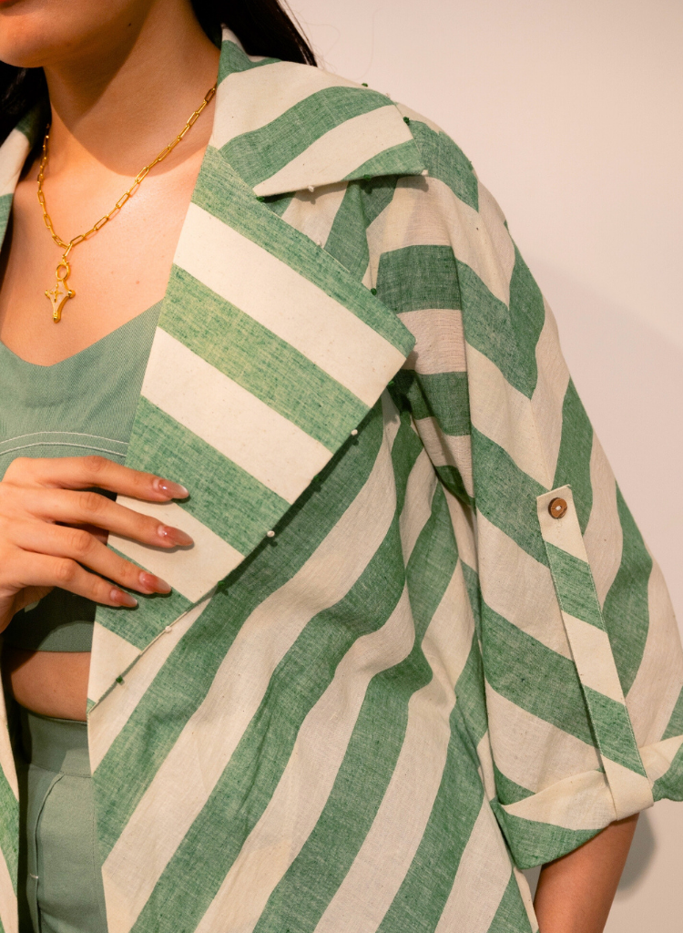 Sage Green Stripes Overlay Set