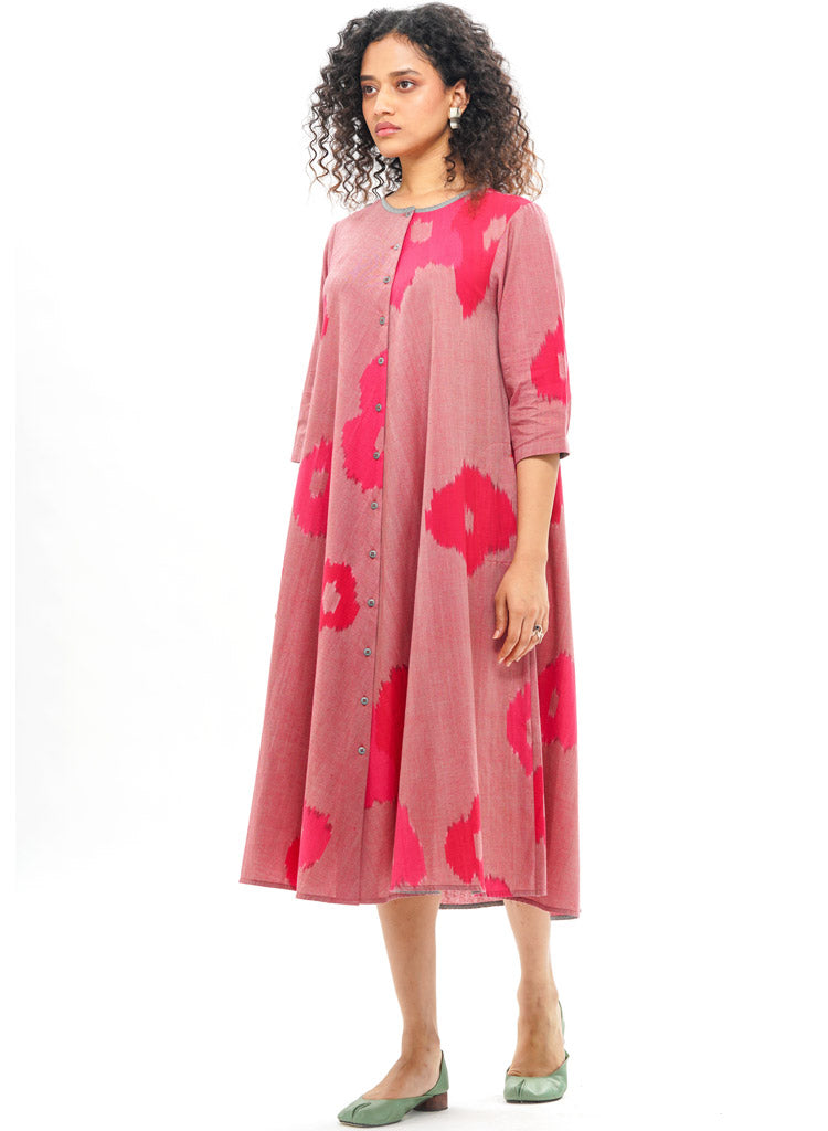 Sakura Bias Button Dress