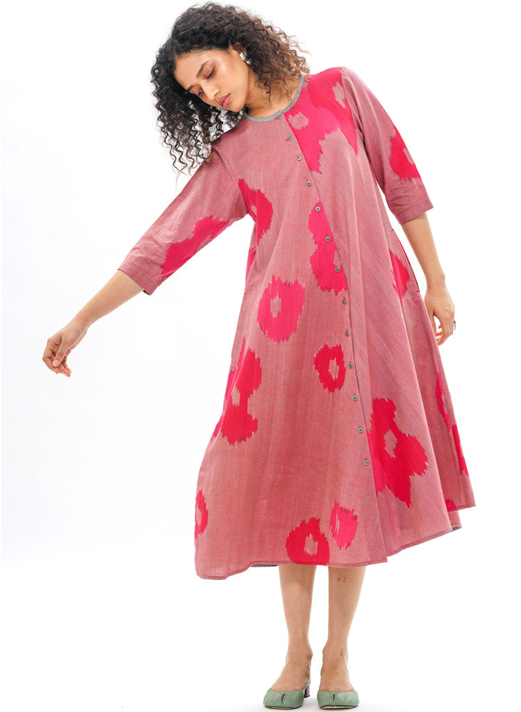 Sakura Bias Button Dress