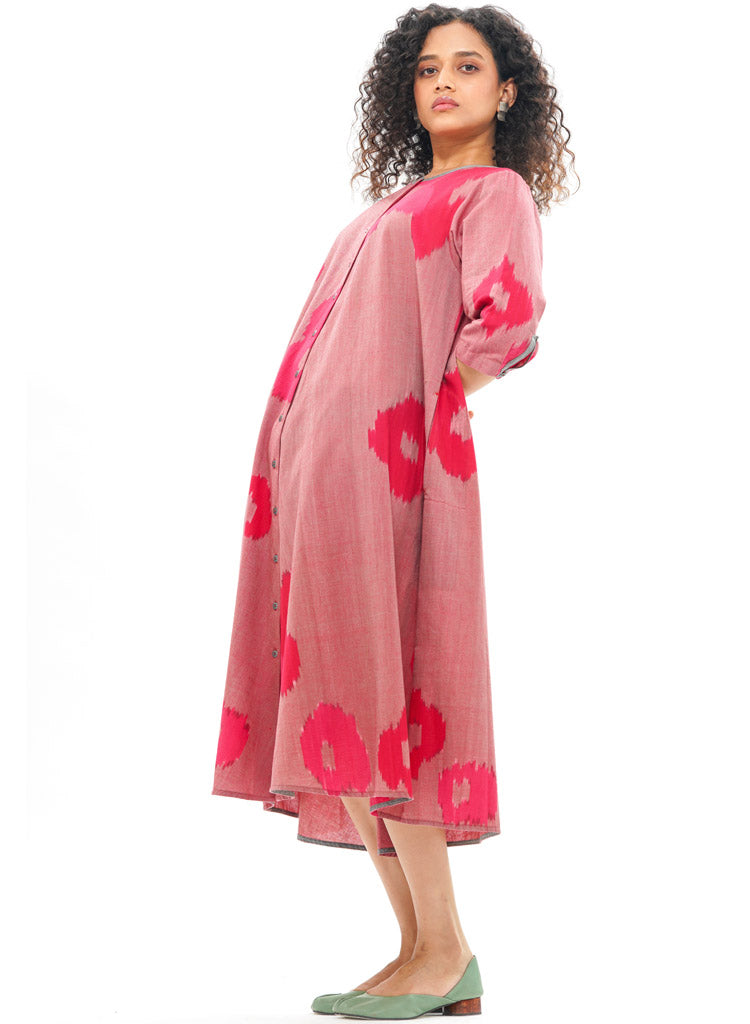 Sakura Bias Button Dress