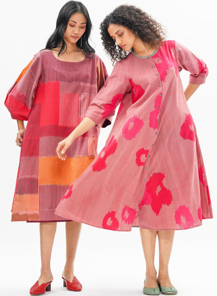 Sakura Bias Button Dress