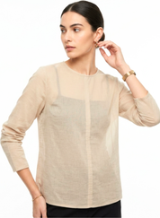 Sand Beige Sheer Top