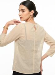 Sand Beige Sheer Top