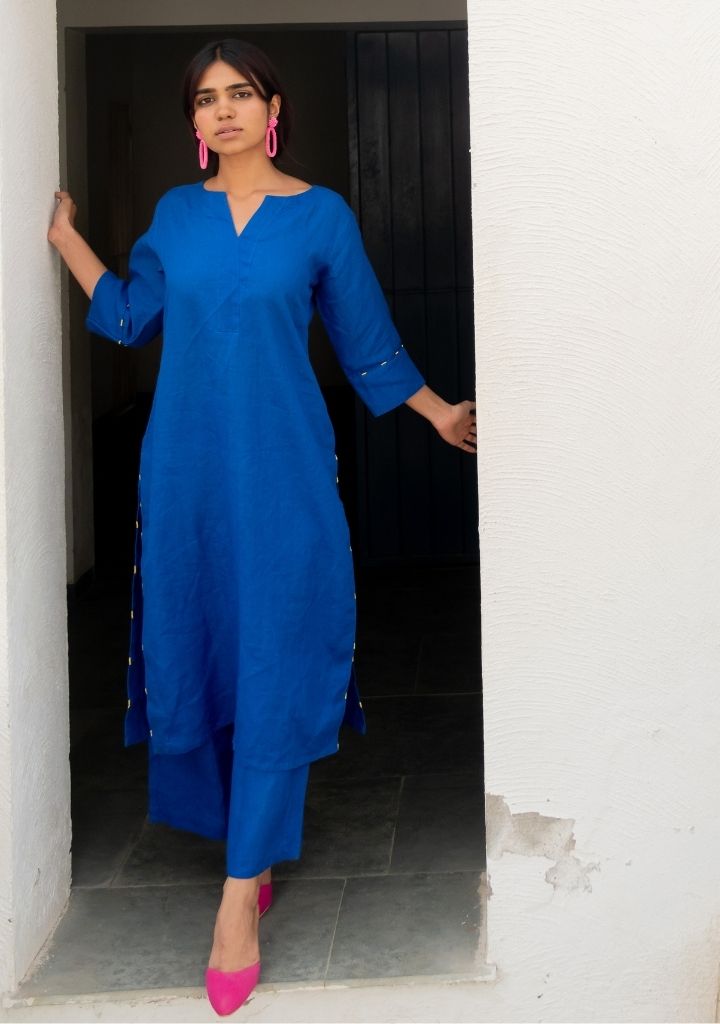 Sapphire Linen Kurta