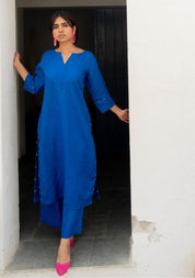 Sapphire Linen Kurta Set