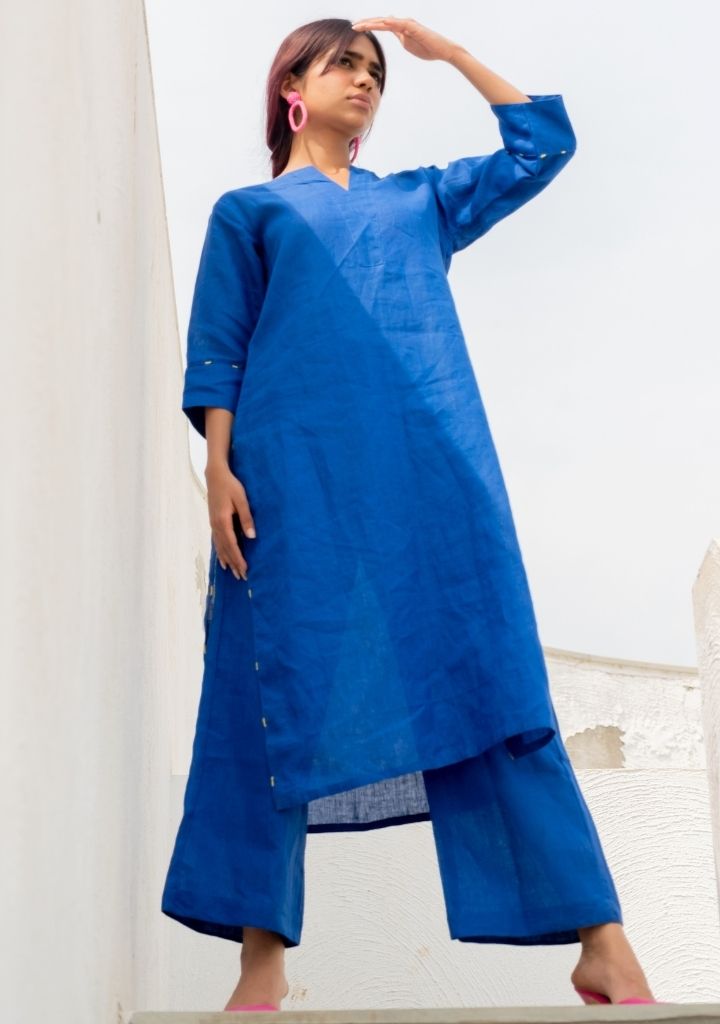 Sapphire Linen Kurta
