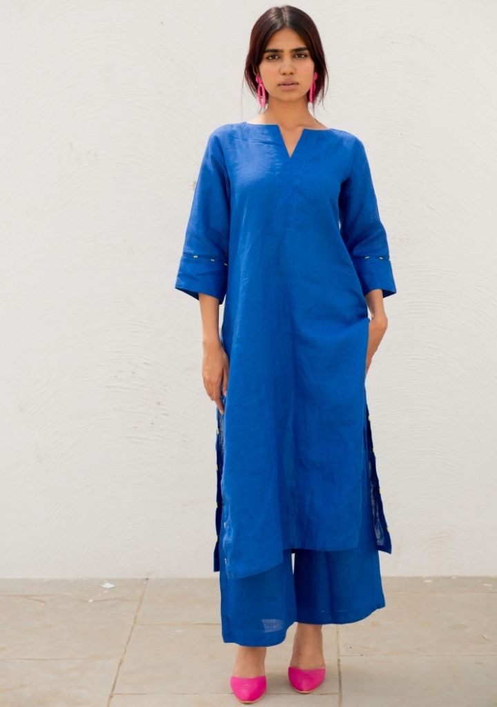 Sapphire Linen Kurta