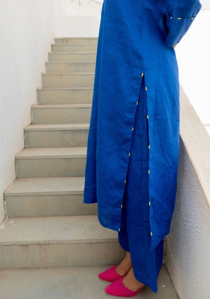 Sapphire Linen Kurta