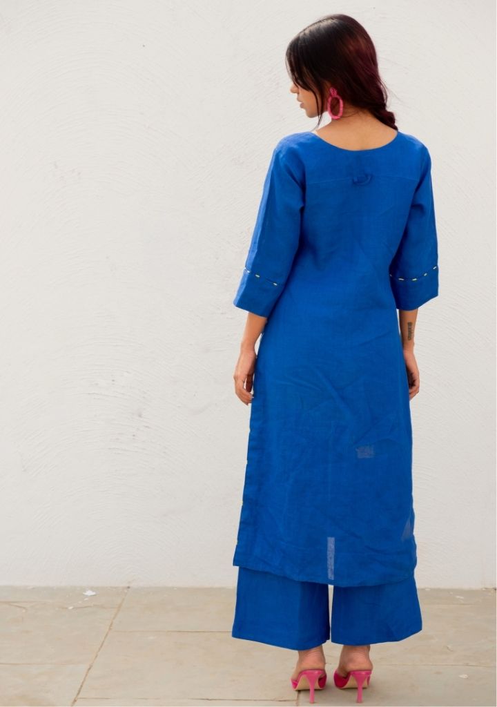 Sapphire Linen Kurta Set