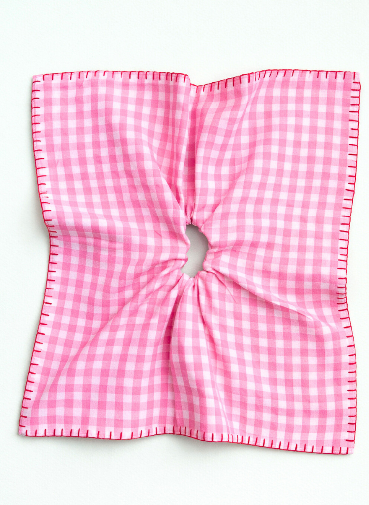 Checkered Embroidered Scarf Cirqlet