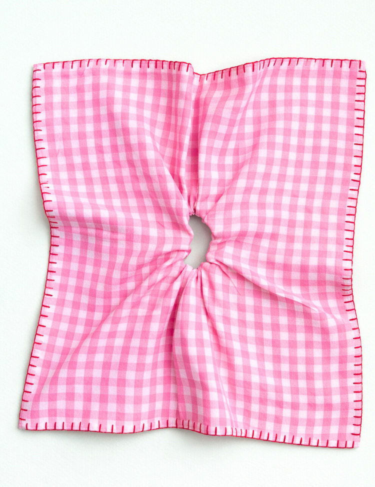 Checkered Embroidered Scarf Cirqlet