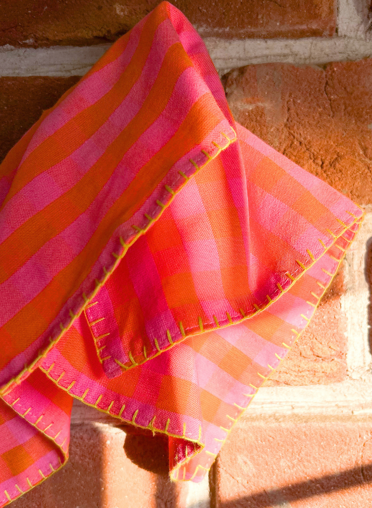 Checkered Embroidered Scarf Cirqlet