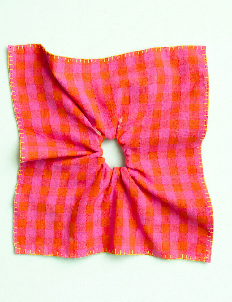 Checkered Embroidered Scarf Cirqlet