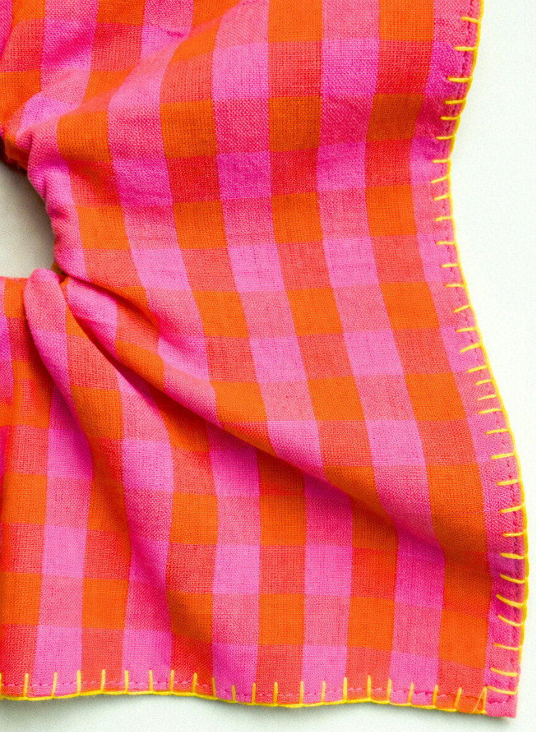 Checkered Embroidered Scarf Cirqlet