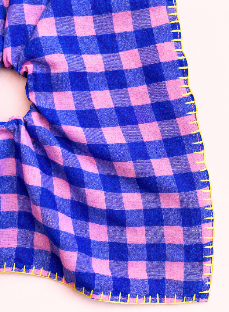 Checkered Embroidered Scarf Cirqlet