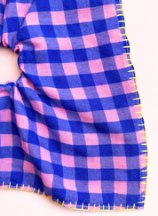 Checkered Embroidered Scarf Cirqlet