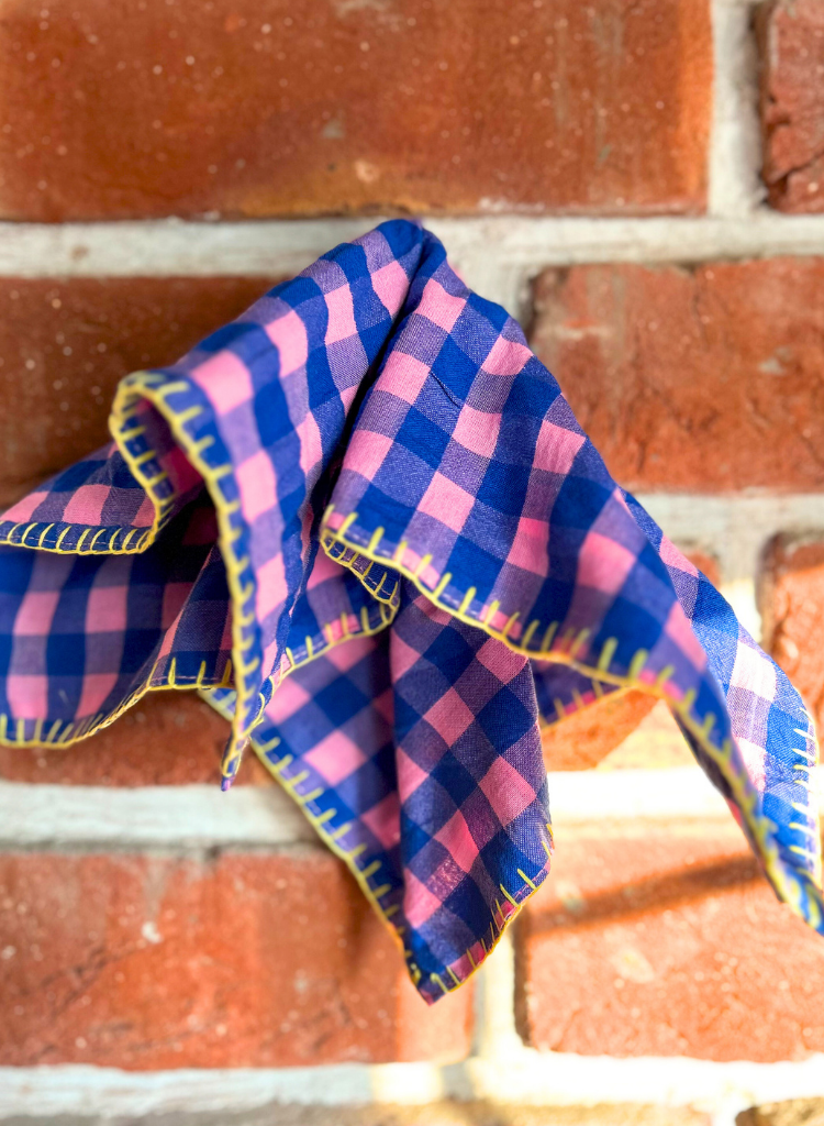 Checkered Embroidered Scarf Cirqlet