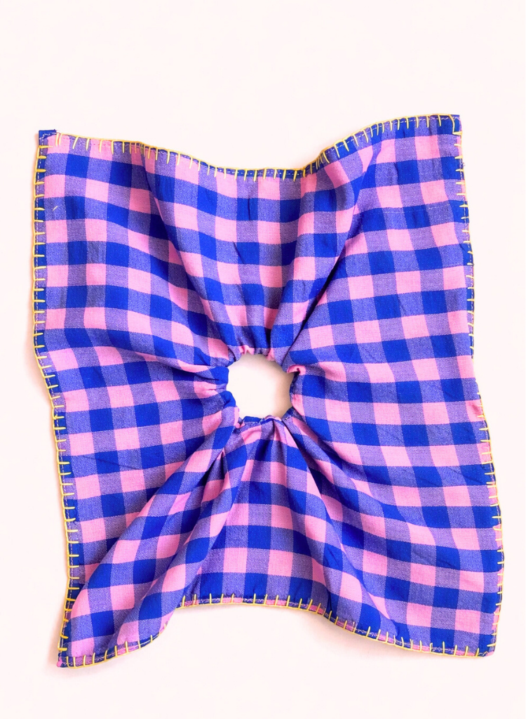 Checkered Embroidered Scarf Cirqlet