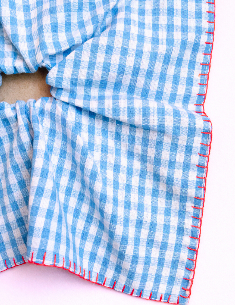 Checkered Embroidered Scarf Cirqlet