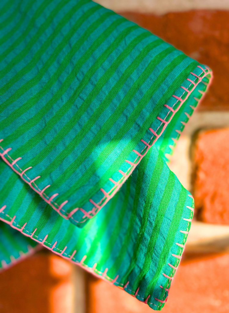 Striped Embroidered Scarf Cirqlet