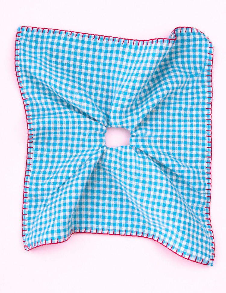 Checkered Embroidered Scarf Cirqlet