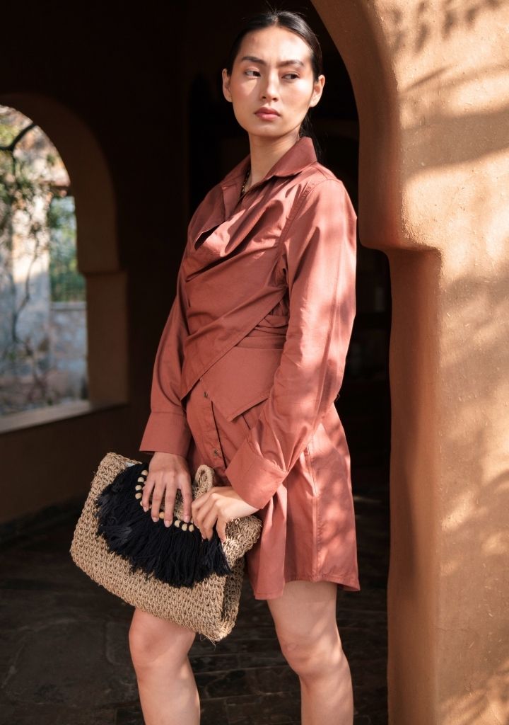 wrap shirt dress Seattle Wrap Shirt Dress M / Rust