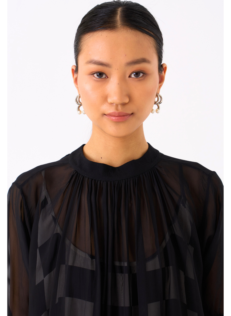 Sheer Bottom Frill Dress – NETE.IN