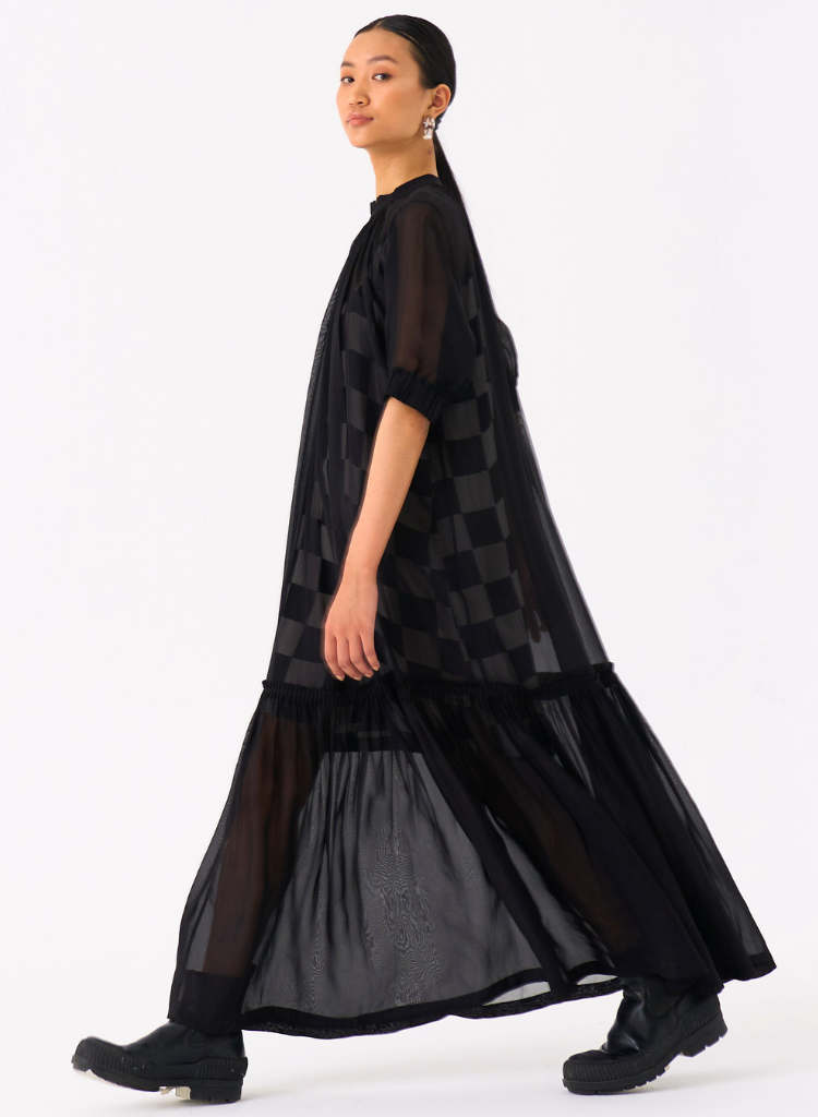 Sheer Bottom Frill Dress L / Black Sheer Bottom Frill Dress L / Black