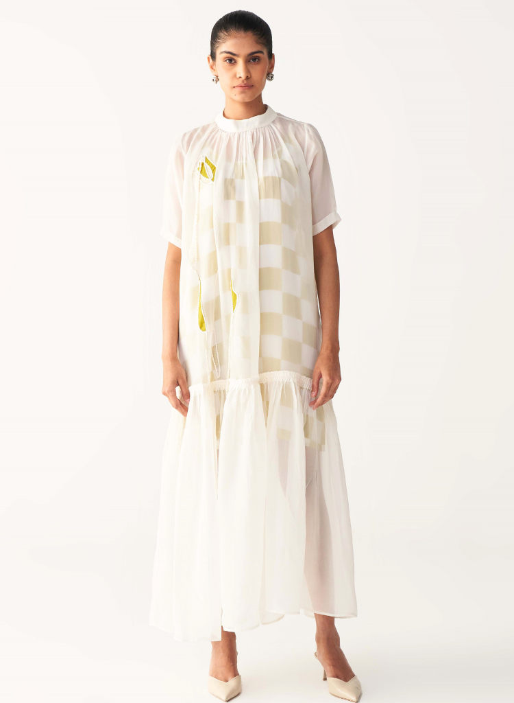 Sheer Bottom Frill Dress