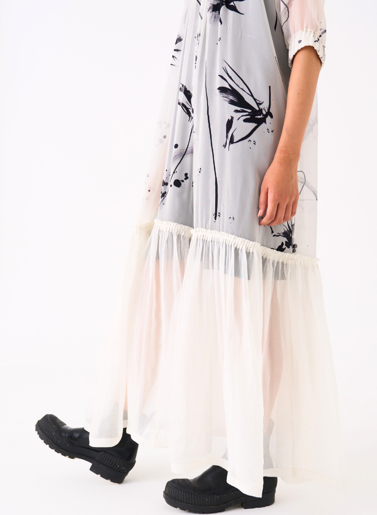 Sheer Bottom Frill Dress