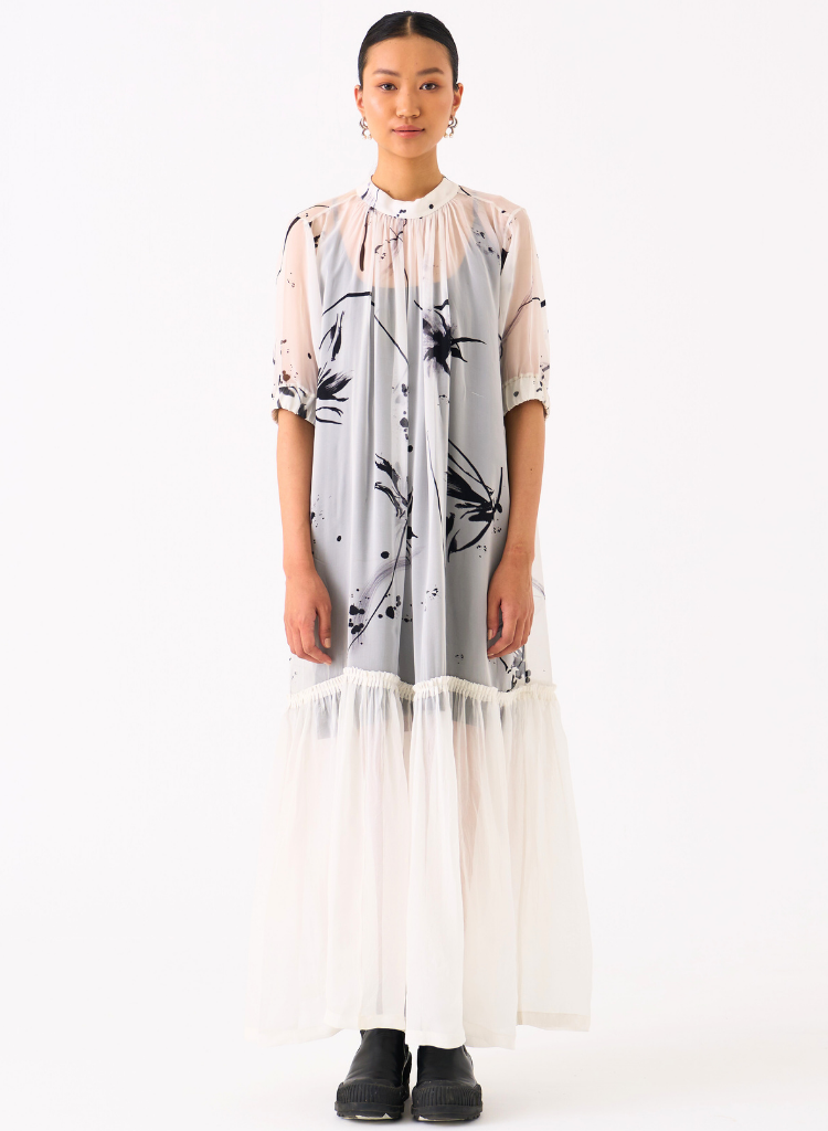 Sheer Bottom Frill Dress