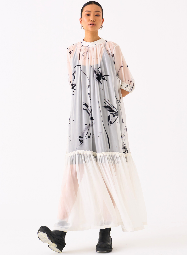 Sheer Bottom Frill Dress