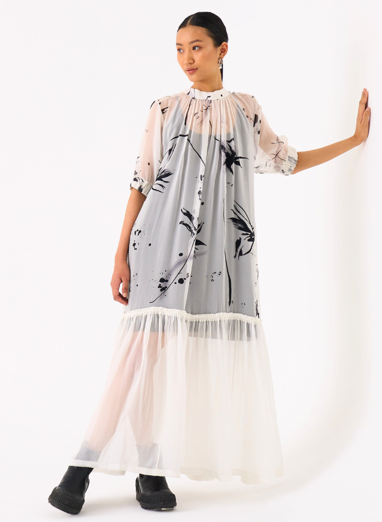 Sheer Bottom Frill Dress