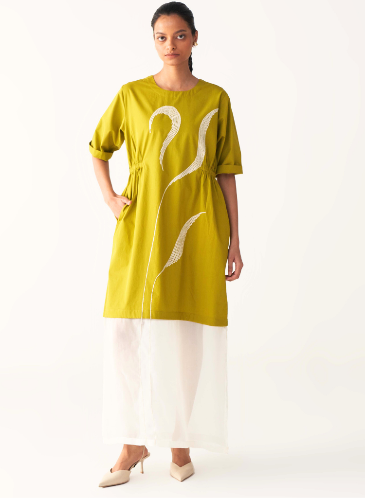 Sheer Bottom Panel Dress