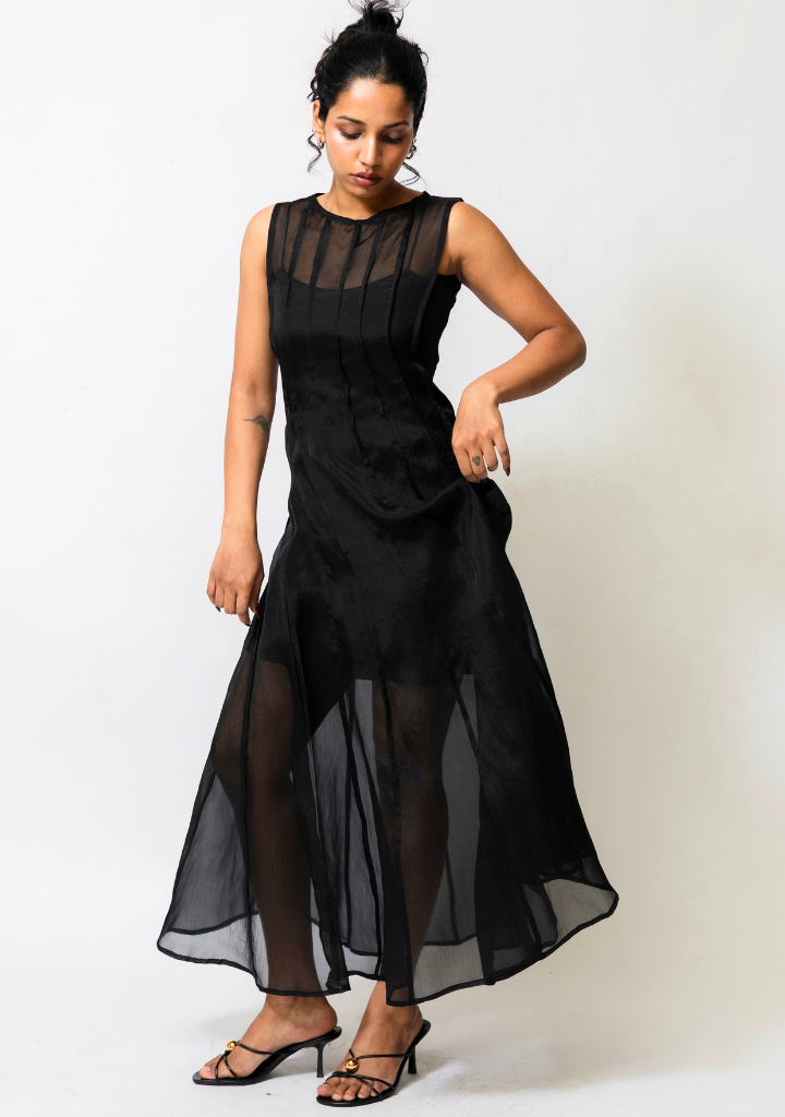 Sheer Organza Midi Dress